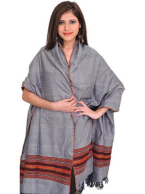 Shawl from Kullu with Thread Weave All-Over and Kinnauri Border