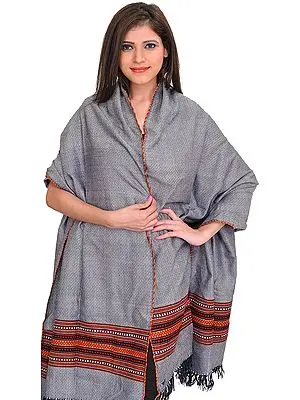 Shawl from Kullu with Thread Weave All-Over and Kinnauri Border