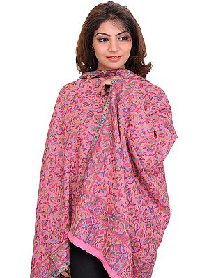 Kani Stole with Woven Paisleys in Multi-color Thread