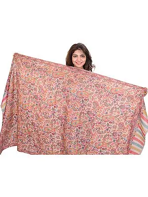 Mauve-Chalk Kani Pashmina Shawl with Woven Paisleys All-Over