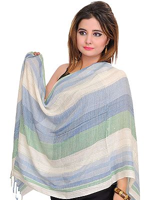 Tri-Color Stole with Woven Stripes
