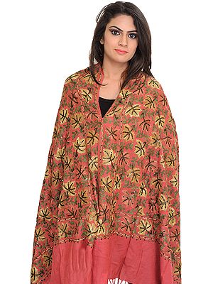 Stole from Amritsar with Aari Embroidered Chinar Leaves and Sequins