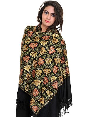 Stole from Amritsar with Aari Embroidered Chinar Leaves and Sequin