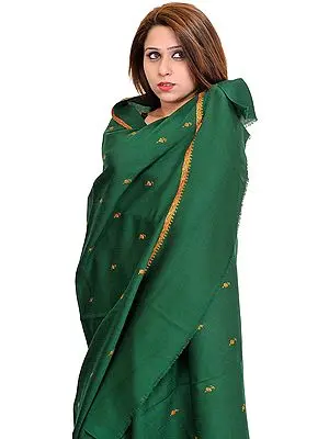 Tusha Shawl from Kashmir with Sozni Hand-Embroidered Bootis All-Over
