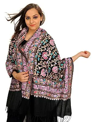 Ari-Embroidered Kalamkari Stole from Amritsar