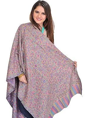 Multicolor Cashmere Kani Stole with Woven Paisleys