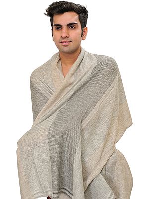 Cashmere Men's Scarf from Nepal with Thread Weave