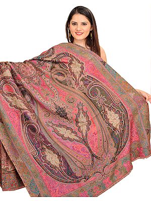 Multicolor Kani Jamawar Shawl with Woven Paisleys
