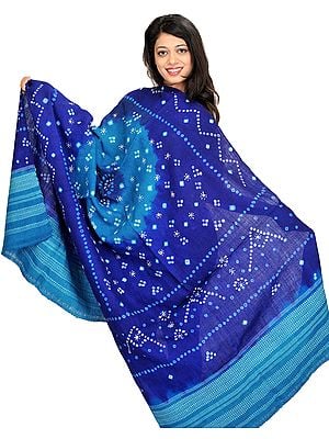 Bandhani Tie-Dye Shawl from Kutch with Embroidered Mirrors