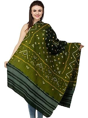 Bandhani Tie-Dye Shawl from Kutch with Embroidered Mirrors