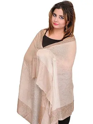 Crystal-Gray Semi-Cashmere Stole from Amritsar