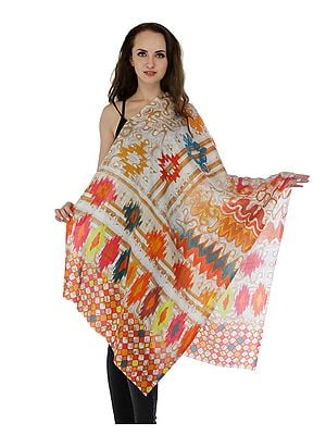 Digital Printed Multi-Colored Pure Silk Stole