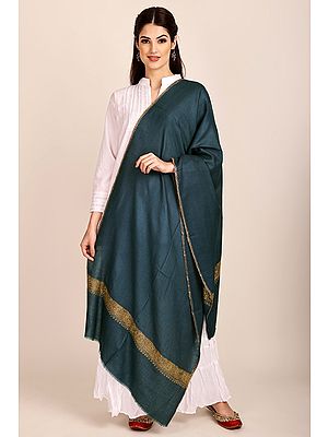 Deep-Dive Cashmere Stole from Kashmir with Sozni-Embroidery on Border