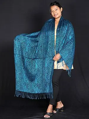 Pashmina Silk Snake Print Shawl from Nepal with Single String Tassels