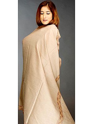 Tan Kullu Shawl with Threadwork