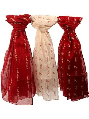 Lot of Three Radhe Radhe Prayer Shawls