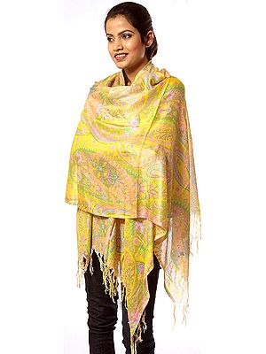 Yellow-Green Printed Stole