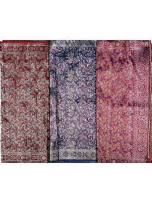 Lot of Three  Brocaded Stoles from Banaras
