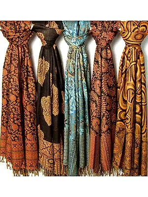 Lot of Five Jamawar Stoles