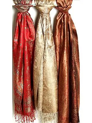 Lot of Three Jamawar Stoles