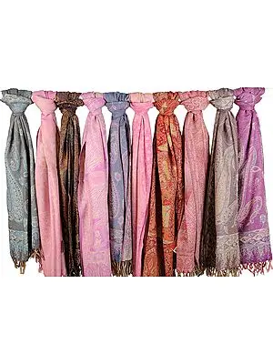 Lot of Ten Jamawar Stoles