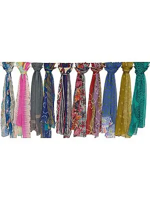 Lot of Ten Printed Scarves