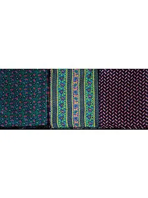 Lot of Three Pure Silk Printed Scarves