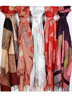 Lot of Five Jamawar Stoles