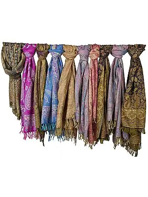 Lot of Ten Jamawar Stoles