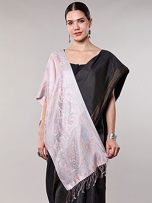 Super-Silk Jamawar Scarf with Woven Paisleys