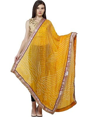 Dupatta from Jodhpur with Tie-dye Print and Gota Border