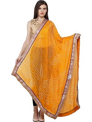 Dupatta from Jodhpur with Tie-dye Print and Gota Border