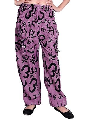 Yoga Casual Trousers with Printed Om