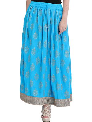 Long Skirt with Printed Large Bootis and Gota Border