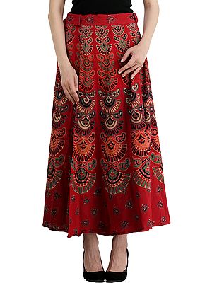 Block-Printed Sanganeri Wrap-Around Skirt from Pilkhuwa