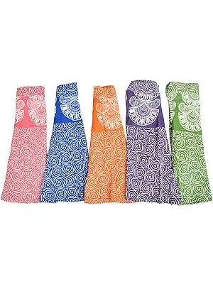 Lot of Five Wrap-Around Mini Skirts with Block-Print in Pastel Colors