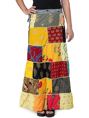 Exotic India Plain Long Skirt with Embellished Patch Border