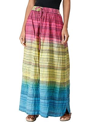 Long Summer Skirt with Stripes Woven in Multi-Color Thread and Dori on Waist