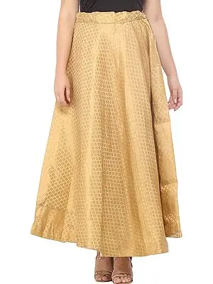 Sand-Brown Long Skirt with Zari Woven Golden Bootis All-Over
