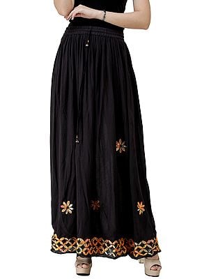 Long Skirt with Hand Embroidery in Multicolor Thread