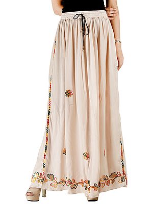 Long Skirt with Hand Embroidery in Multicolor Thread