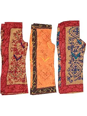 Lot of Three Embroidered Gujarati Capri-Trousers