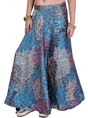 Wrap-Around Long Skirt with Printed Flowers