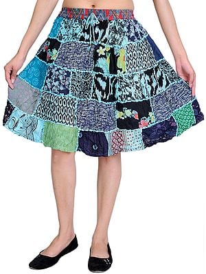 Midi-Skirt from Gujarat with Patch Work and Dori