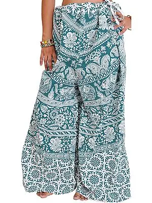 Palazzo Pants from Pilkhuwa with Printed Flowers and Elephants