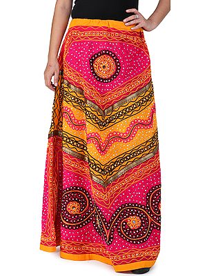 Long Ghagra Skirt from Jaipur with Aari Embroidery and Sequins