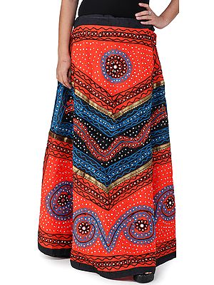 Long Ghagra Skirt from Jaipur with Aari Embroidery and Sequins