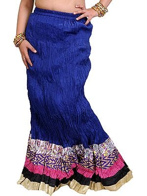 Long Ghagra Crinkled Skirt from Jodhpur with Patch Border