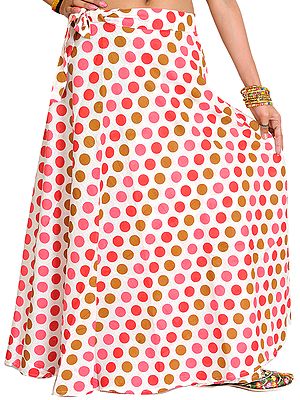 Wrap-Around Skirt with All-Over Printed Polka Dots