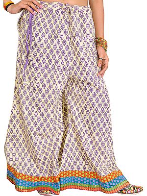 Casual Palazzo Pants from Pilkhuwa with Printed Leaves and Patch Border